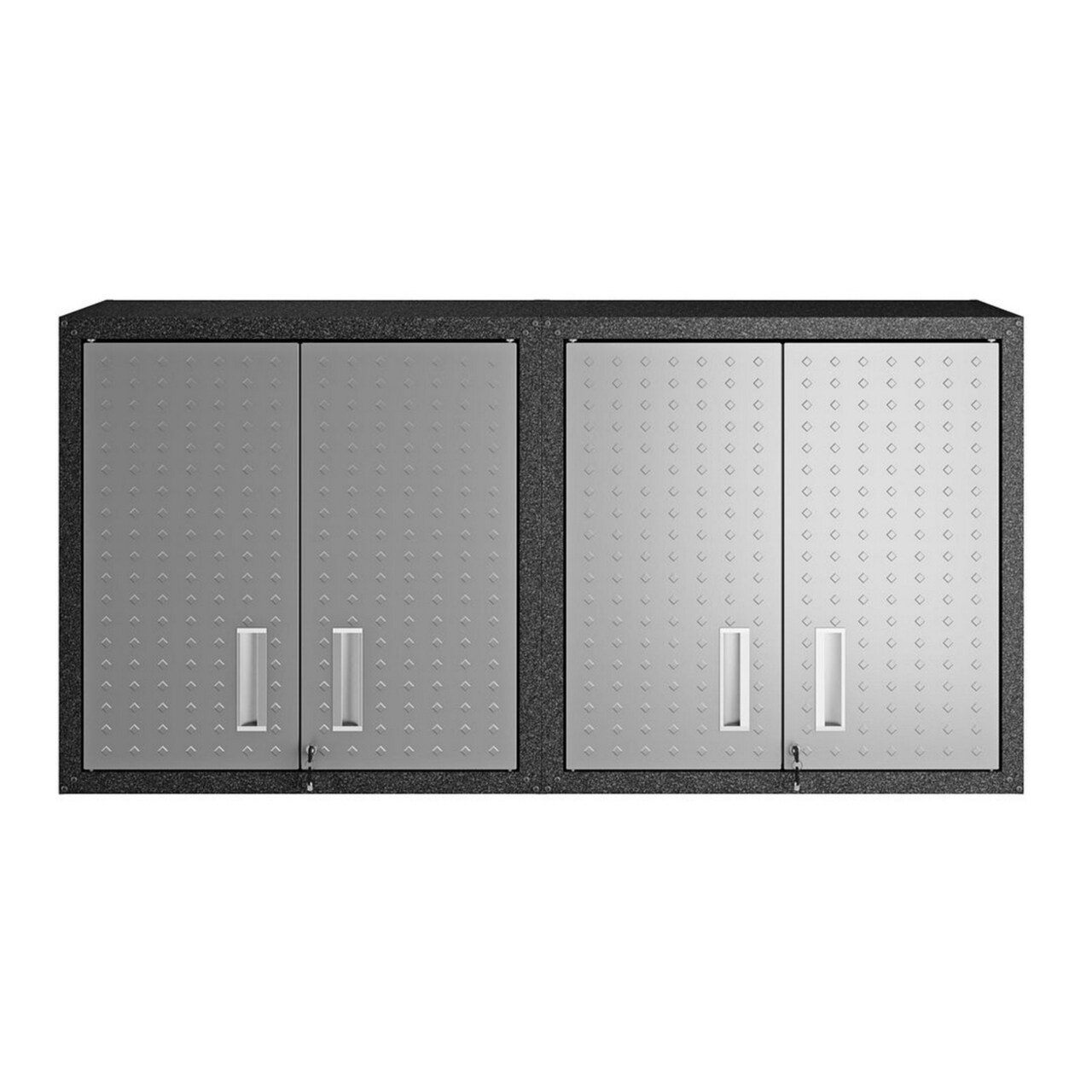 Manhattan Comfort Fortress 30" Floating Textured Metal Garage Cabinet with Adjustable Shelves in Grey - Set of 2